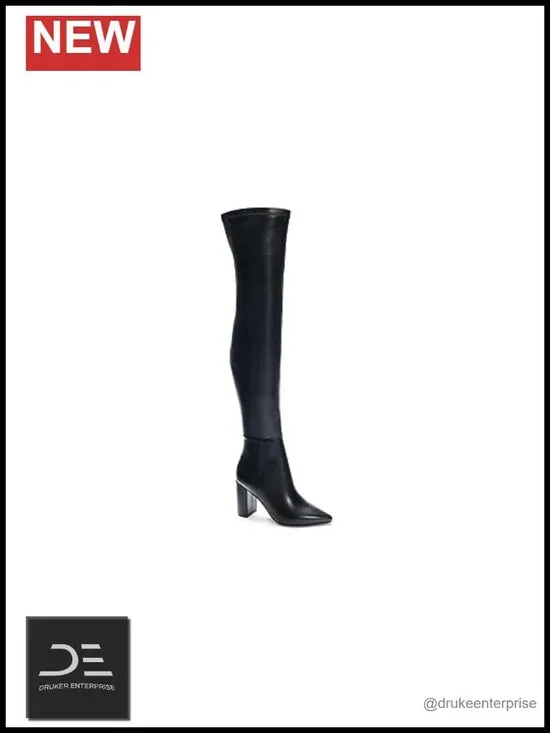 Chinese Laundry Over the Knee Faux Leather Block Heel Boots Women's Pull-On