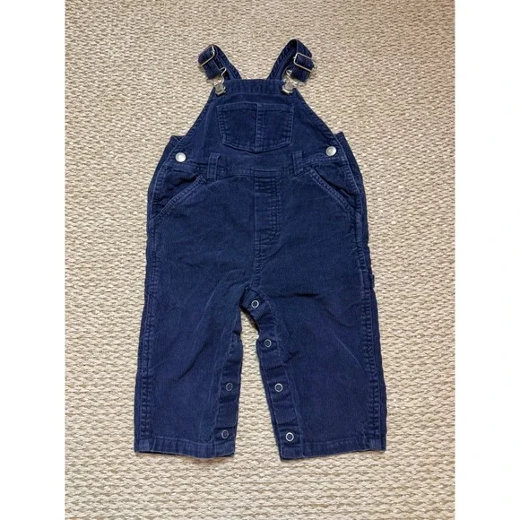 Old Navy Baby Navy Blue Corduroy Overalls 12-18 Months Cotton y2k vintage infant