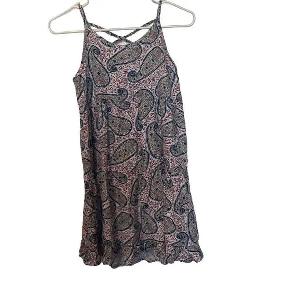 Old Navy Girls XL Pink Blue‎ Paisley Print Tiered Ruffle Sundress Dress Beachy