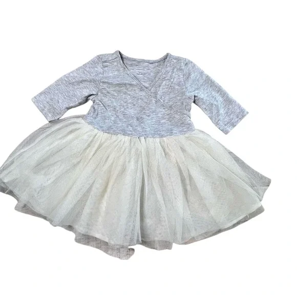 Old Navy Charlatte Grey Tutu Bodysuit Wrap Dress 6-12 months Balletcore Babycore