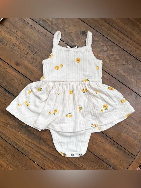 Old Navy White Baby Sunflower Onsie Dress