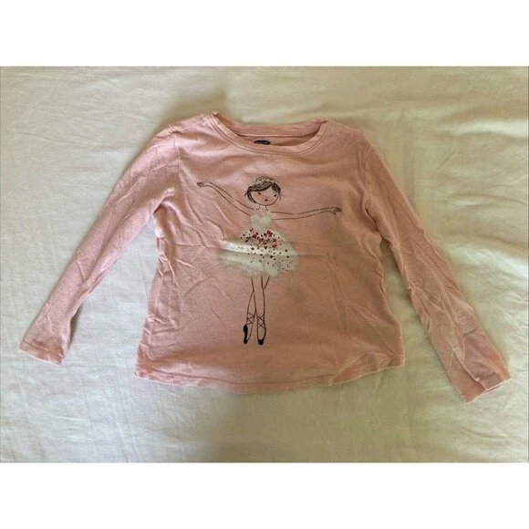 4T Old Navy girl clothes - 1 piece long sleeved shirt | pink ballerina theme