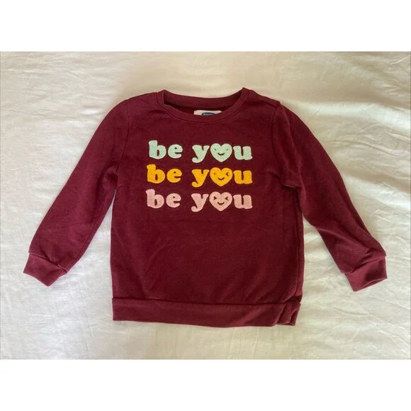 4T Old Navy girl clothes - one piece long sleeved shirt | “be you” text theme