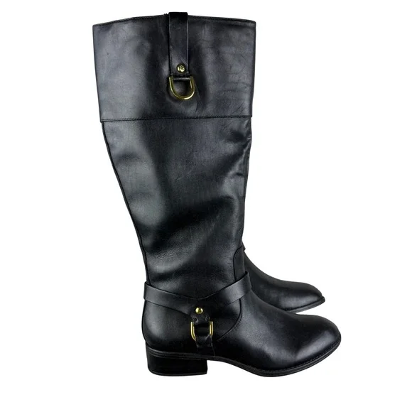 Lauren Ralph Lauren Black‎ Leather Tall Mesa Riding Boots Womens Size 6B
