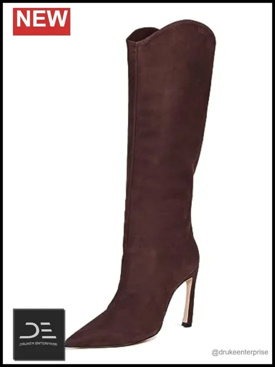 Women's Brown Leather Over-the-Knee Stiletto Boots