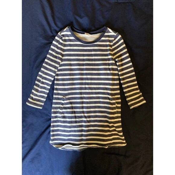 4T Old Navy girl clothes - 1 piece dress | navy blue & white striped theme