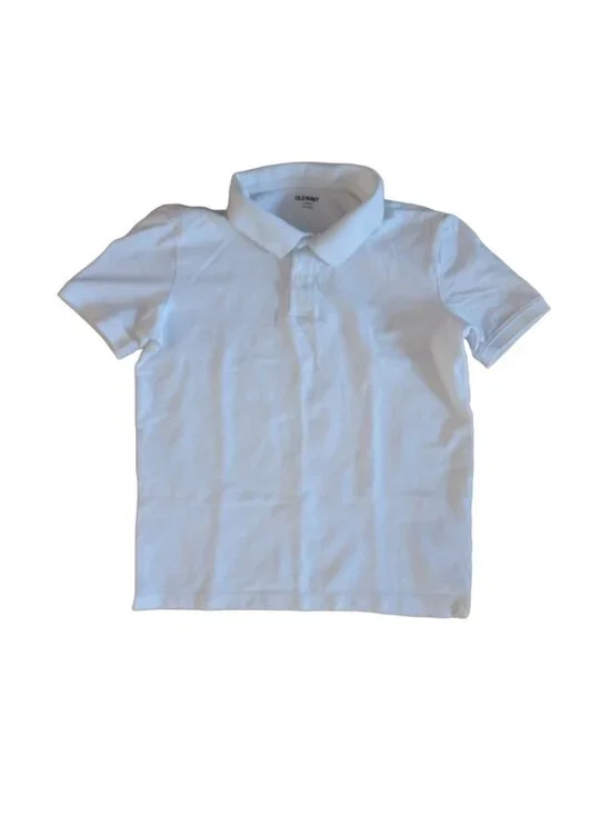 Old Navy Boys Polo Shirt Size Large 10 12 White Uniform Short Sleeve Top