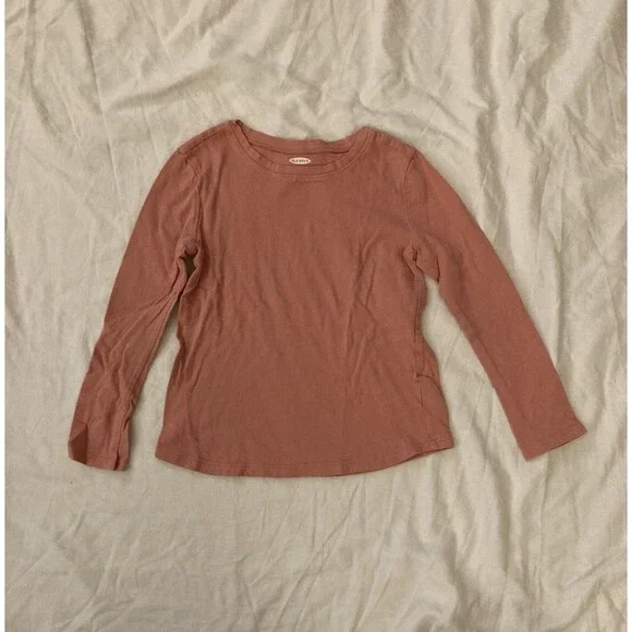 5T Old Navy girl clothes - one piece long sleeve top | solid pink theme