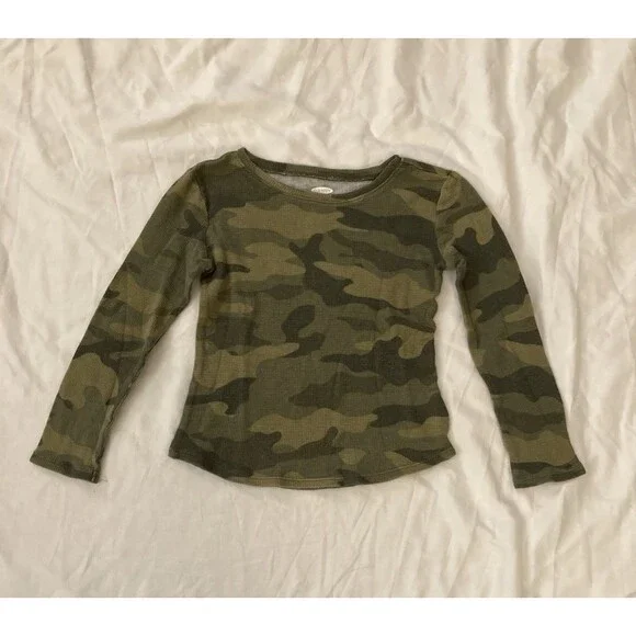 5T Old Navy girl clothes - one piece long sleeve top | camo theme