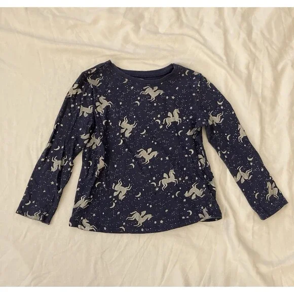 5T Old Navy girl clothes - one piece long sleeve top | unicorn & sky theme