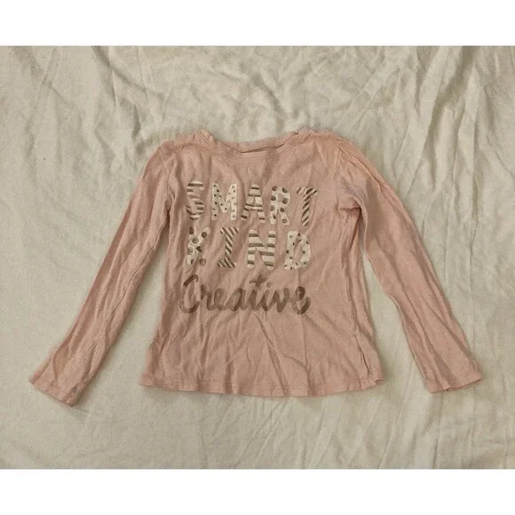 5T Old Navy girl clothes - one piece long sleeve top | text theme