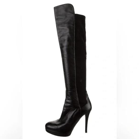 Stuart Weitzman Leather Knee-High Black Boots (US 9)
