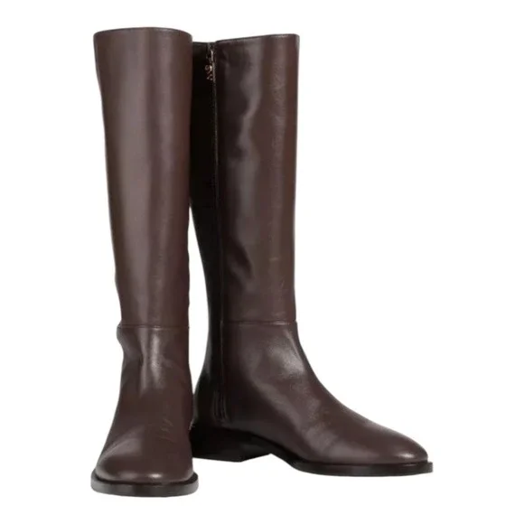 Stuart Weitzman Keelan Zip LEATHER Boot Style Color Walnut brown Sz 5.5‎ new