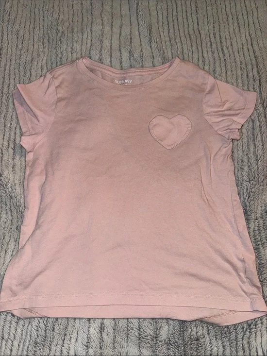Old Navy Pink Short Sleeve Tee with Heart Patch