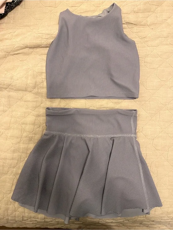 Old Navy Active Girls Two-Piece Stripe Crop Top & Skort Set