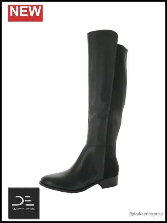 Nine West Nayli Almond Toe Block Heel Over-the-Knee Boots Faux Leather