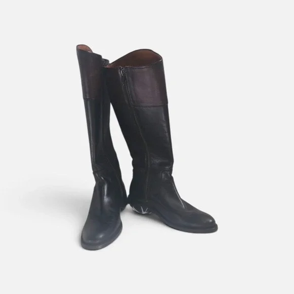 Frye NWOT Melissa D-Ring Women's Tall Riding Boots Black And Brown Size 6.5 B