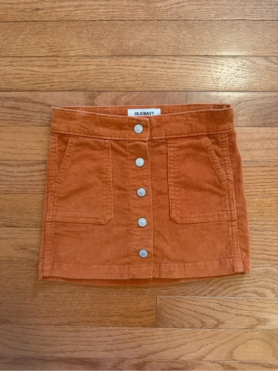 Old Navy Girls Burnt Orange Button Front Corduroy Skirt