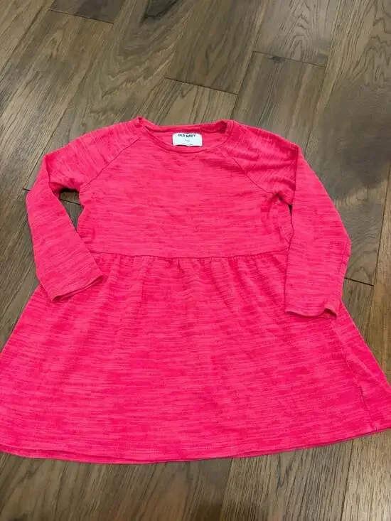 Old Navy Girls Pink Long Sleeve Dropped Waist Fit and Flare Dress Size 6-7