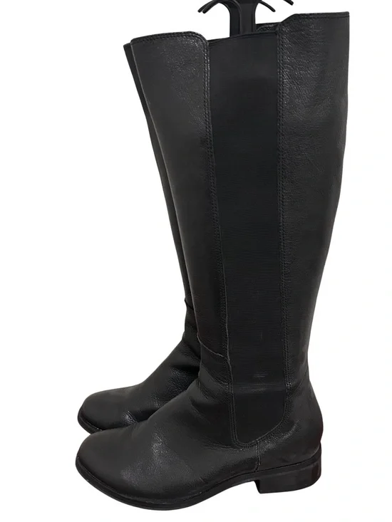 Cole Haan Black Tall Leather Boots Nike Air Stretch Back Sz 8