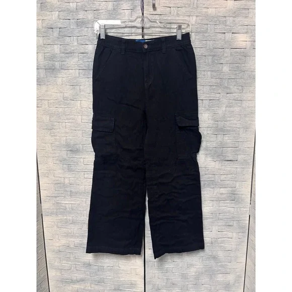 Old Navy Kids L 10-12 Cargo Pants Black Straight Leg Utility Gorpcore Streetwear