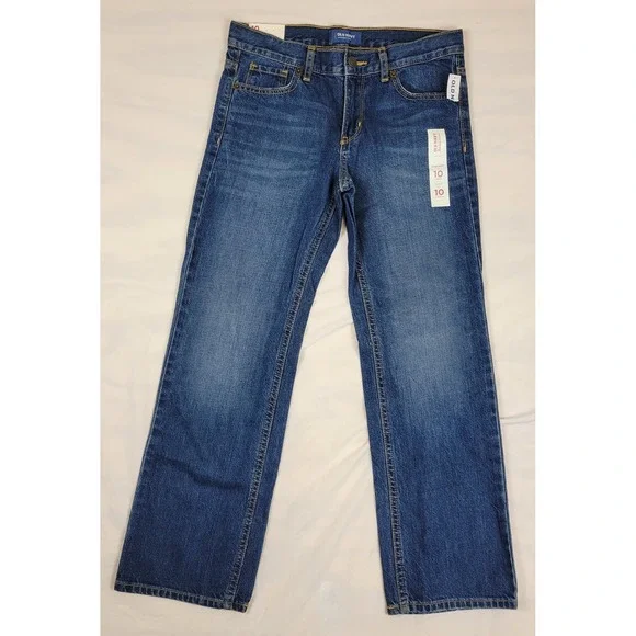 Old Navy Boys Straight Basic Jeans Dark Stone Blue Denim Size 10 Husky NWT