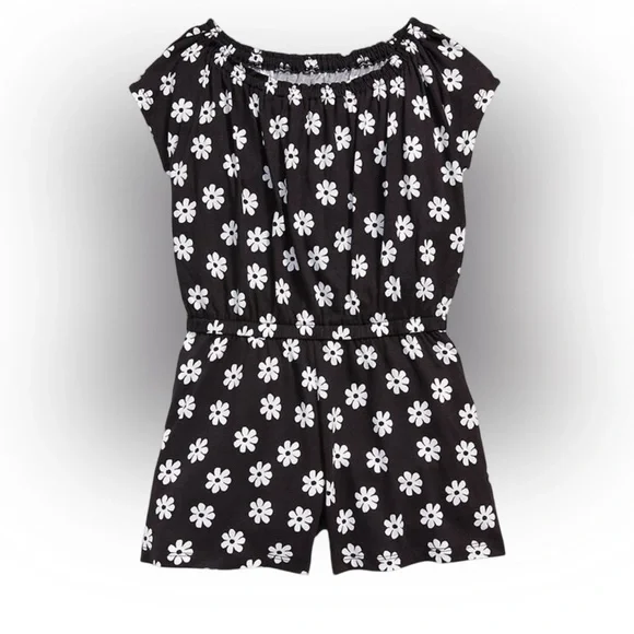 One Piece Cinched Waist Flower Print Shorts Romper Spring Summer