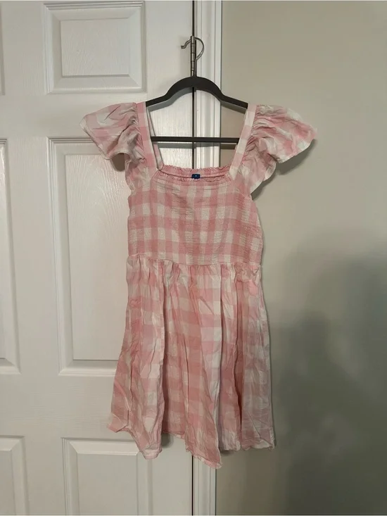 Pink Gingham Smocked Sundress