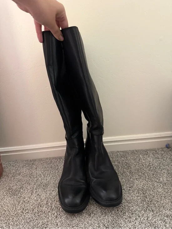 Vince Camuto Black Leather Wide Calf Boots