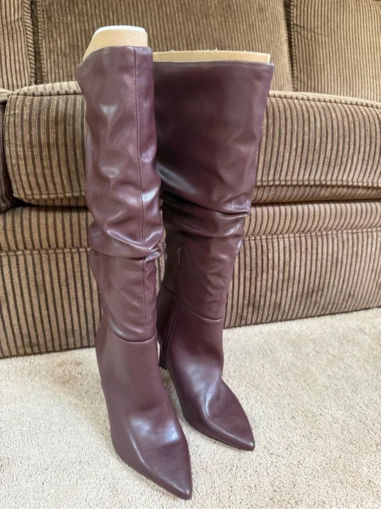 Mix No. 6 Over-the-Knee Pointed Toe Boots in Burgundy