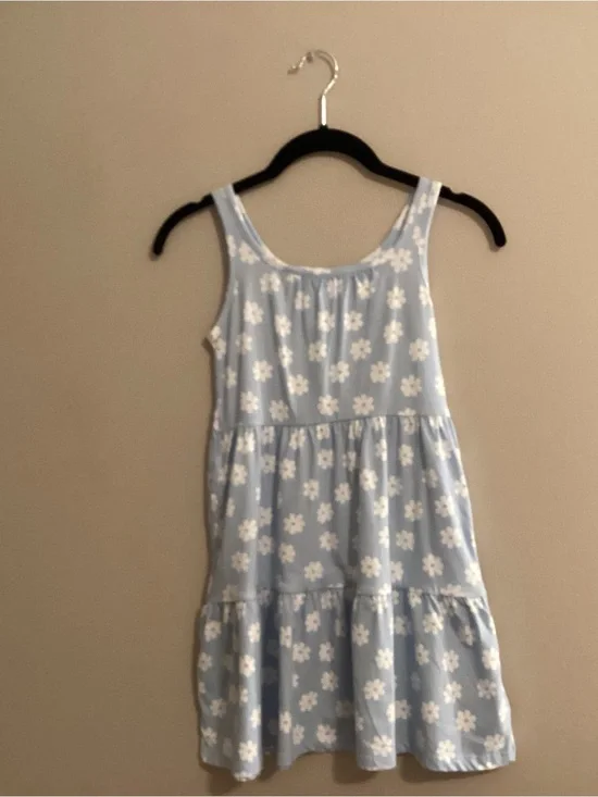 Old Navy Light Blue Floral Tiered Dress