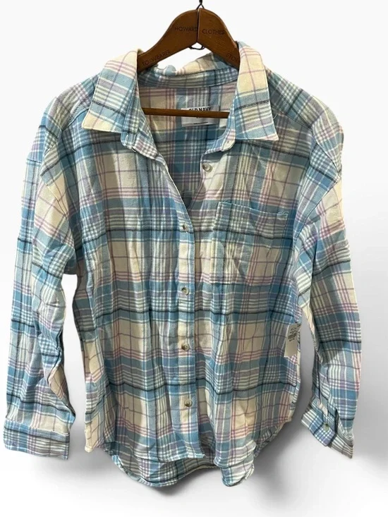 Old Navy Blue and Lavender Plaid Button-Down Shirt - Girls Size 14-16 NWT