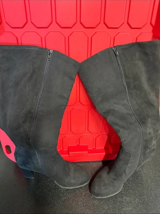 Style & Co. Black Suede like Over-the-Knee Boots with Side Zipper