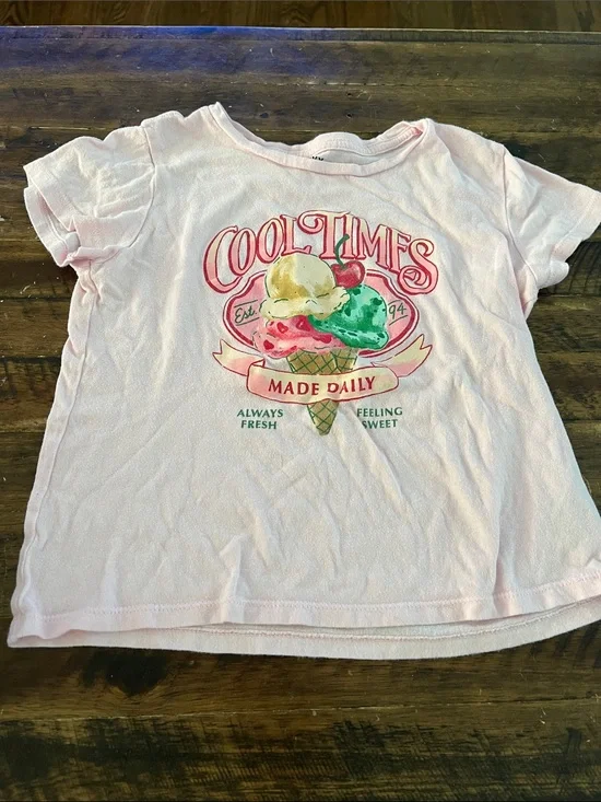 Old Navy Light Pink Girls' Short Sleeve Tee with Ice Cream Graphic