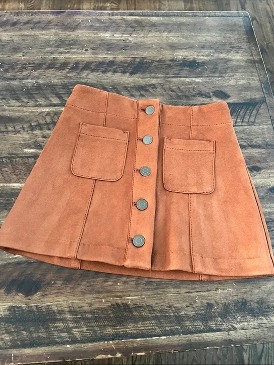 Old Navy Rust-Orange Button-Front A-Line Mini Skirt