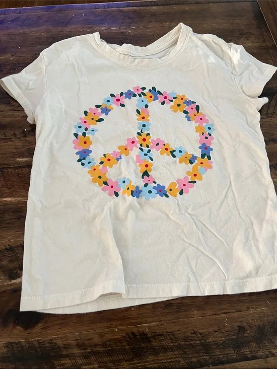 Old Navy Cream Short-Sleeve Tee with Floral Peace Sign