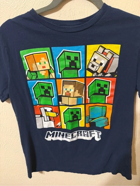 Old Navy Navy Blue Minecraft Character Graphic Tee