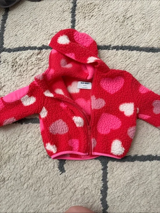 Old navy Kids Red Heart Fleece Hooded jacket