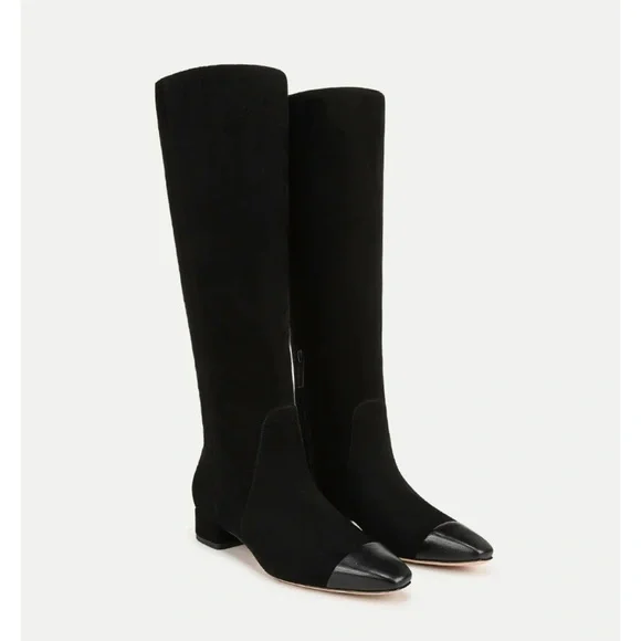 New Veronica Beard Cecile Suede Tall Boot Black Sz 9.5