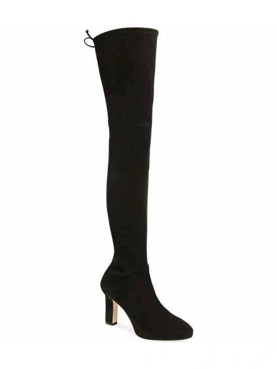 Stuart Weitzman Ledyland Black Suede Over the Knee OTK Boots - size 10