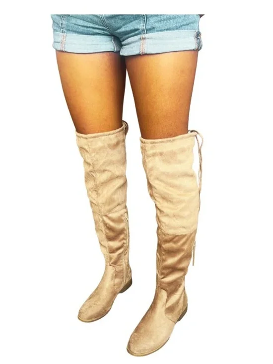 Suede, over-the-knee boots.