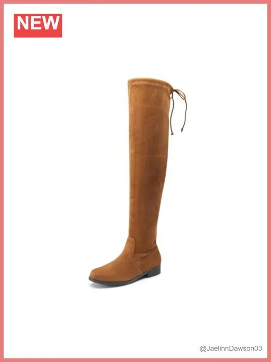 Thigh High Block Heel Boots Stretchy Over the Knee Side Zip