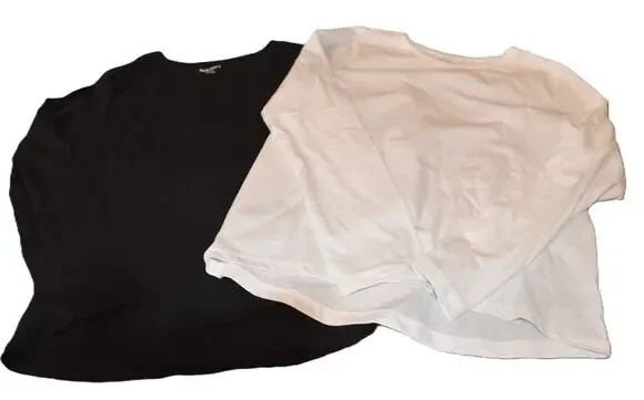 Old Navy Long Sleeve Softest Tees, Lot of 2, Black, White, XL 14/16, LN