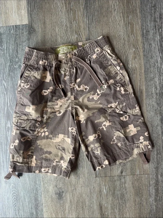 Kid’s Brown Camo Cargo Shorts - Casual Utility Style