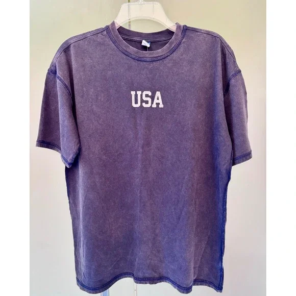 Old Navy Boys XL 14-16 Oversized USA Graphic T-Shirt Mineral Wash black NWT