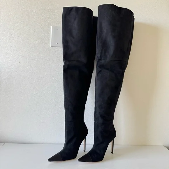 New! Good American Black Suede Over-the-Knee Women's Boots, Size 7,5