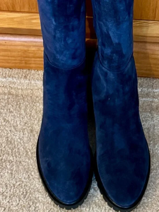 Brand New Stuart Weitzman OTK Blue Suede, City Boot Size 7.5