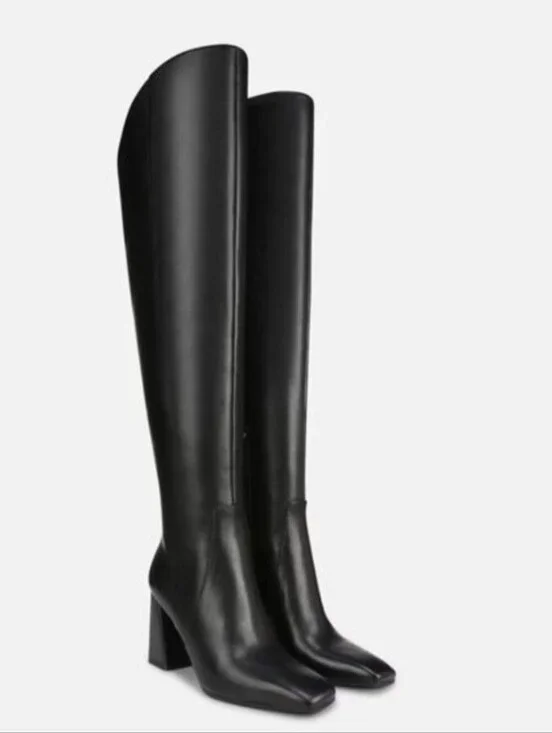 Naturalizer LYRIC Black Leather Over-the-Knee Block Heel Boots size 8.5