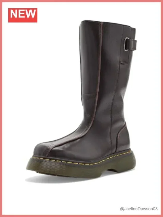 Knee High Leather Platform Boots with Zip Closure