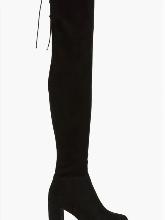 Chinese Laundry Black Over-the-Knee Suede Block Heel Boots